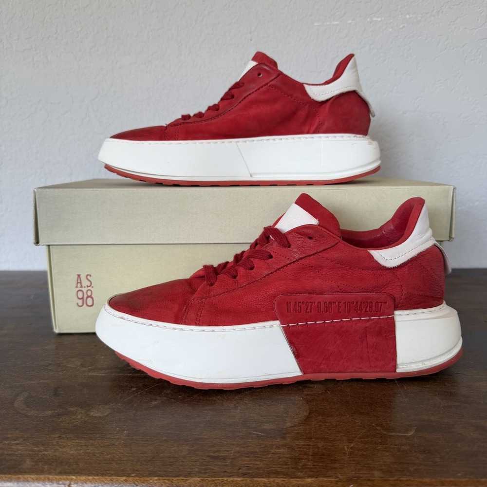 AS98 Hannie Leather Platform Sneaker Blood Red White Box EU 38 US 8 Chunky